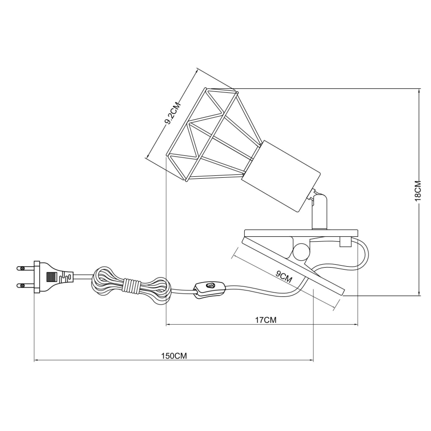 Globo - Wandlamp met clip 1xE14/40W/230V zwart