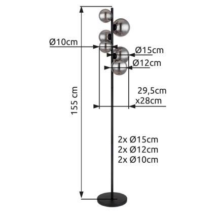 Globo - Staande LED Lamp 6xG9/3,5W/230V gerookt/zwart
