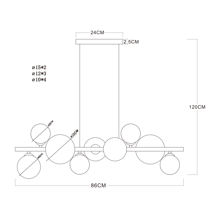 Globo - Suspension fil LED 9xG9/3W/230V