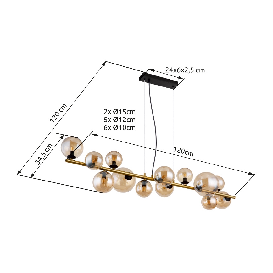 Globo - LED-kroonluchter met kabel 13xG9/3,5W/230V messing