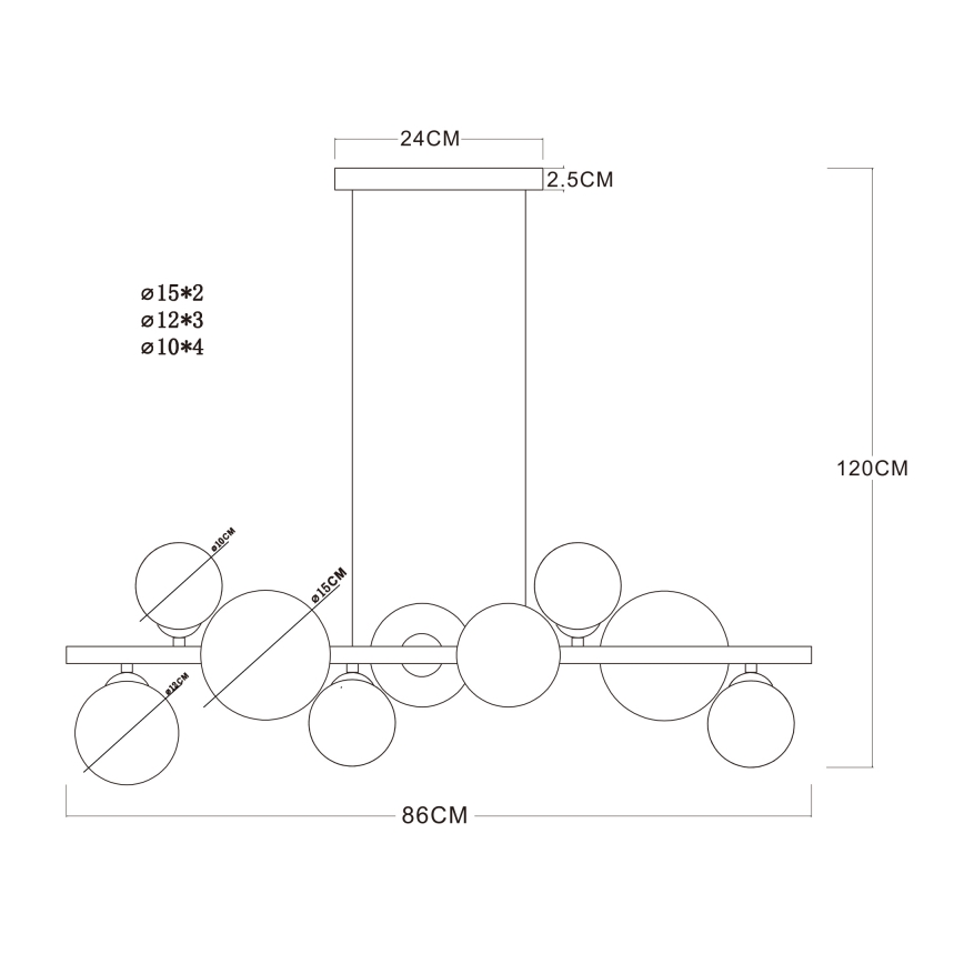 Globo - LED Hanglamp aan een koord 9xG9/3W/230V messing