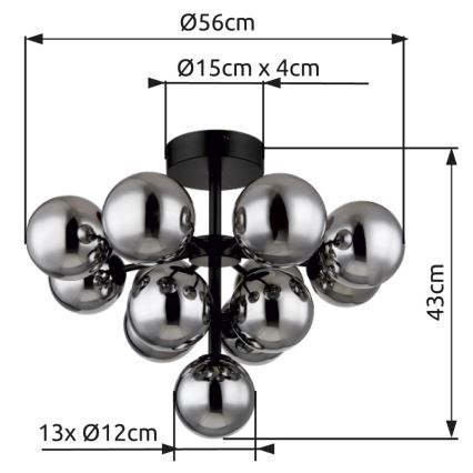 Globo - Bevestigde hanglamp 13xG9/5W/230V diameter 56 cm zwart