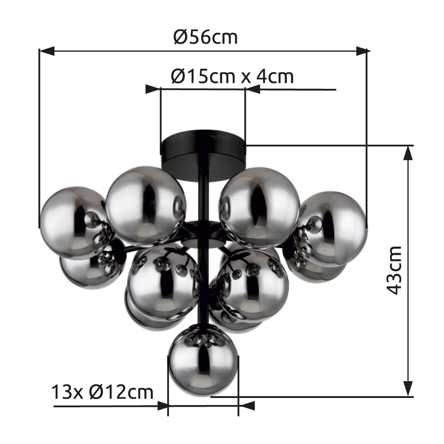 Globo - Plafonnier 13xG9/5W/230V d. 56 cm noir