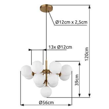 Globo - Suspension filaire 13xG9/5W/230V d. 56 cm doré