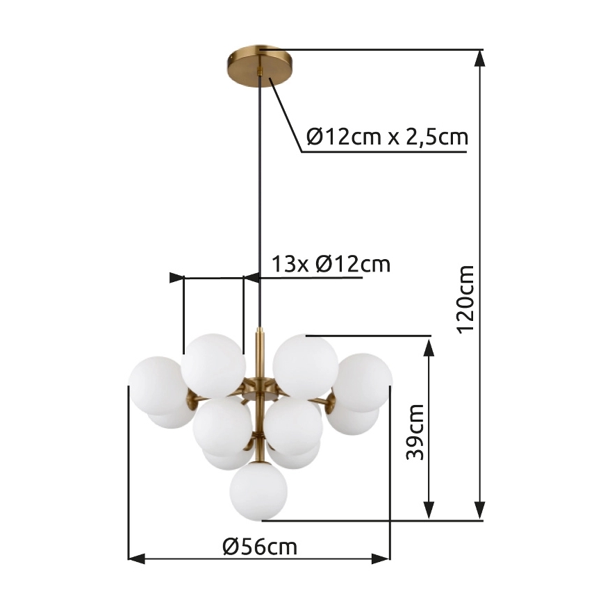 Globo - Suspension filaire 13xG9/5W/230V d. 56 cm doré