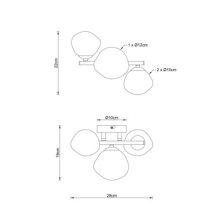 Globo - Plafondlamp 3xG9/5W/230V 22x28 cm