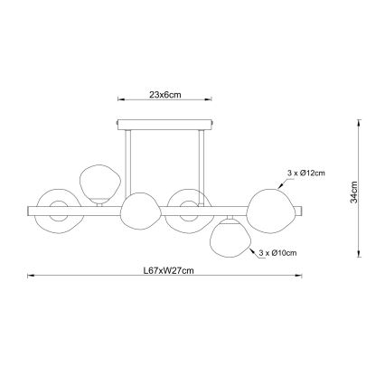 Globo - Plafondlamp 6xG9/5W/230V 27x67 cm