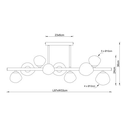 Globo - Kroonluchter aan stang 9xG9/5W/230V 33x87 cm