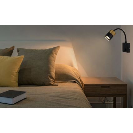 Globo - Wandspot 1xGU10/25W/230V zwart/goud