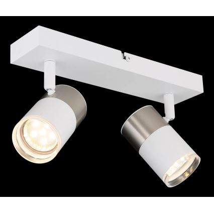 Globo - Spot 2xGU10/25W/230V blanc/chrome mat