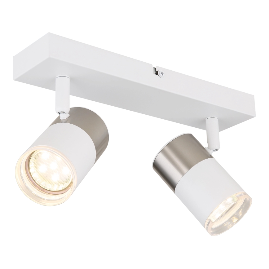 Globo - Spot 2xGU10/25W/230V blanc/chrome mat