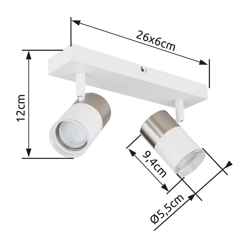 Globo - Spot 2xGU10/25W/230V blanc/chrome mat