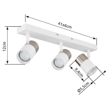Globo - Spot 3xGU10/25W/230V blanc/chrome mat