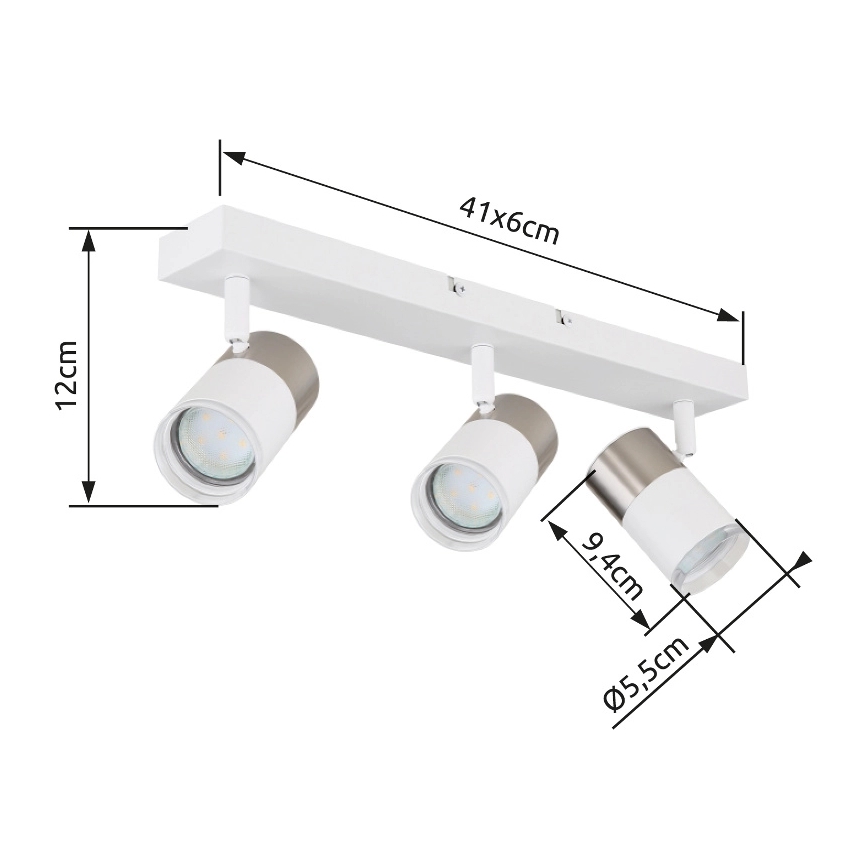 Globo - Spot 3xGU10/25W/230V blanc/chrome mat