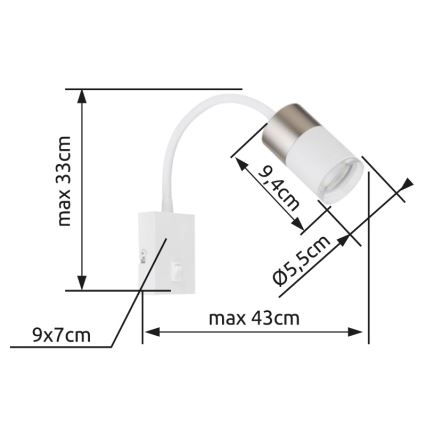 Globo - Wandspot 1xGU10/25W/230V wit/mat chroom