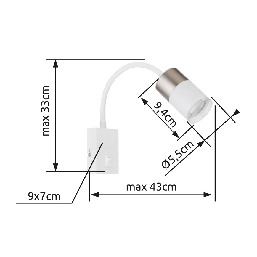 Globo - Wandspot 1xGU10/25W/230V wit/mat chroom