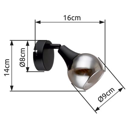 Globo - Wandspot 1xE14/40W/230V zwart