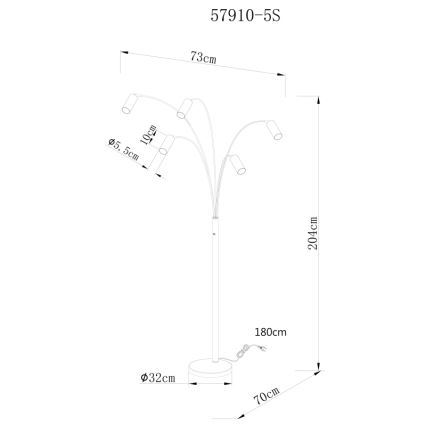 Globo - Staande lamp 5xGU10/35W/230V