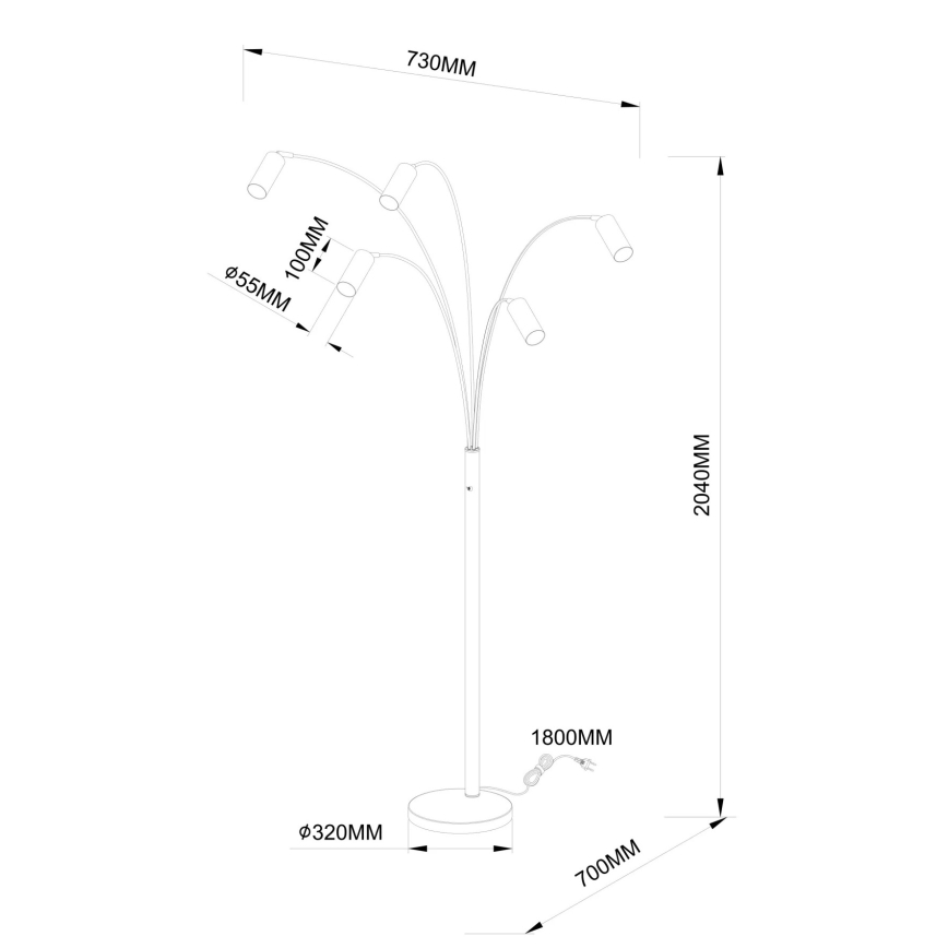 Globo - Vloerlamp 5xGU10/35W/230V