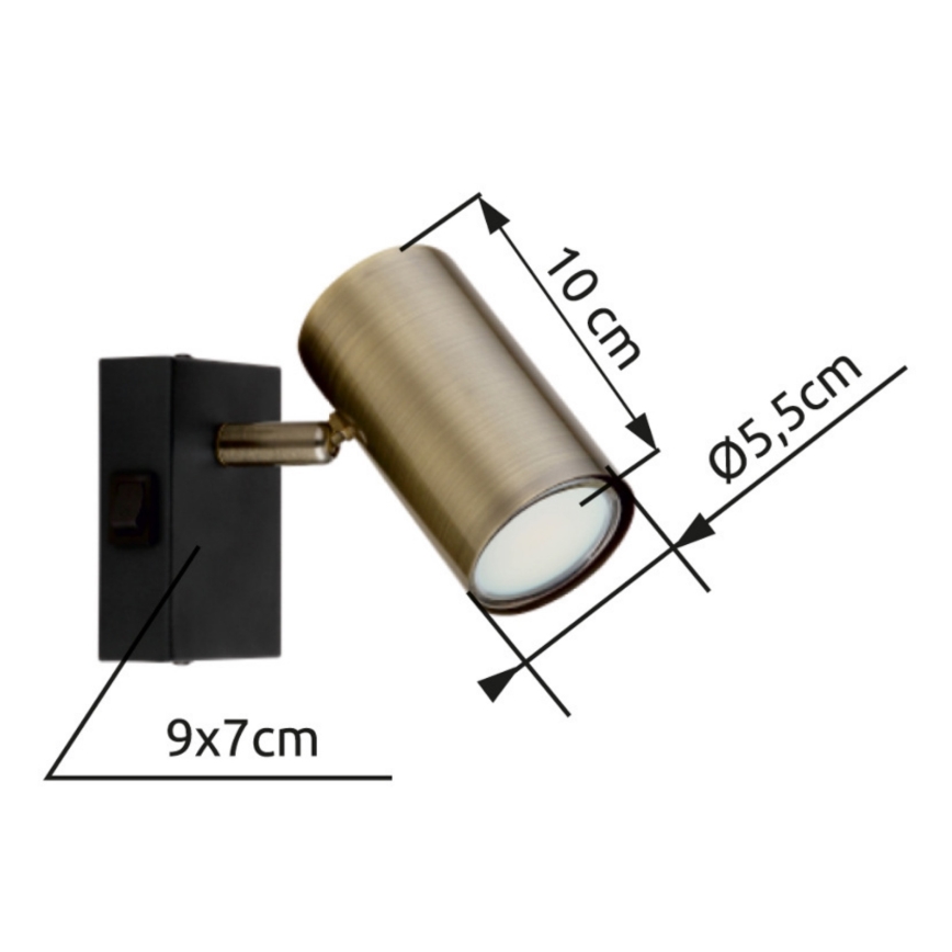 Globo - Wandspot 1xGU10/25W/230V zwart/messing