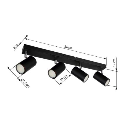 Globo - Inbouwspot 4xGU10/35W/230V zwart