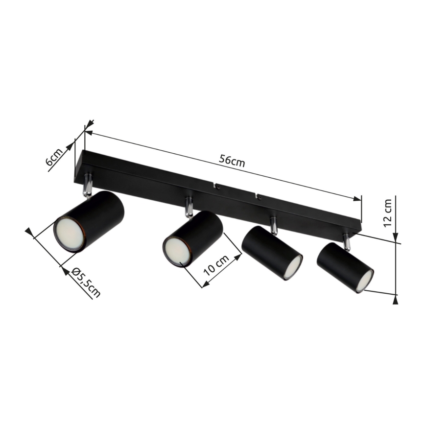Globo - Inbouwspot 4xGU10/35W/230V zwart