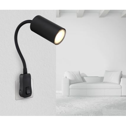 Globo - Wandspot met stekker 1xGU10/35W/230V zwart