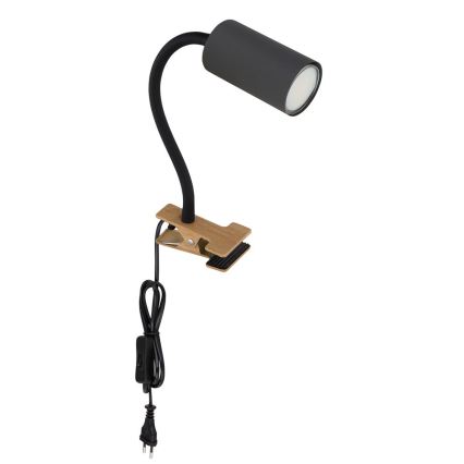 Globo - Flexibele lamp met klem 1xGU10/25W/230V grijs/bruin