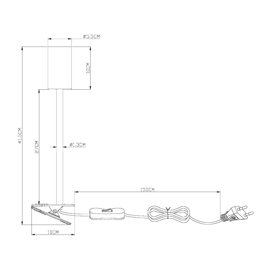 Globo - Flexibele lamp met klem 1xGU10/25W/230V grijs/bruin