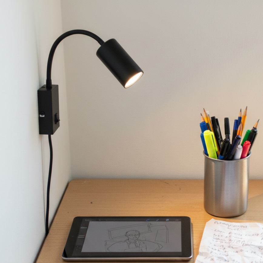 Globo - Flexibele wandlamp 1xGU10/25W/230V zwart