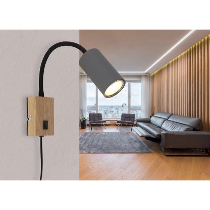 Globo - Flexibele wandlamp 1xGU10/25W/230V grijs/bruin