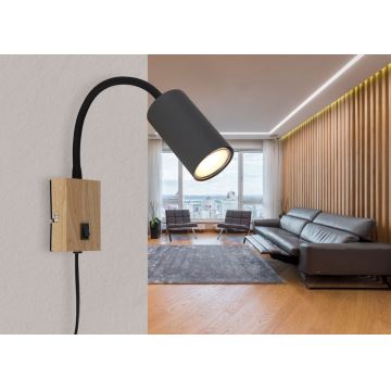 Globo - Flexibilní nástěnná lampa 1xGU10/25W/230V zwart/bruin