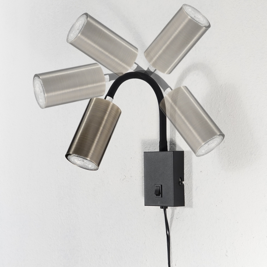 Globo - Applique murale flexible 1xGU10/25W/230V noir/laiton