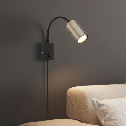 Globo - Flexibele wandlamp 1xGU10/25W/230V zwart/messing