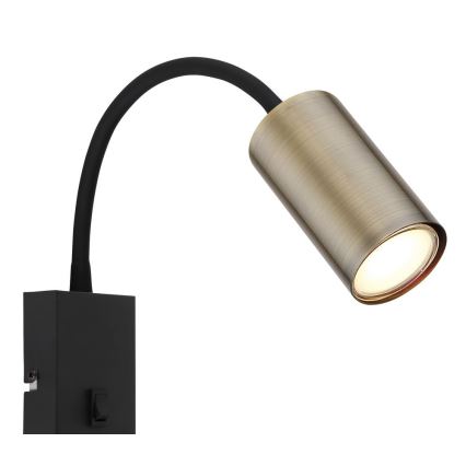 Globo - Flexibele wandlamp 1xGU10/25W/230V zwart/messing