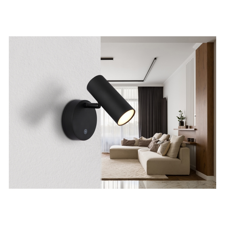 Globo - Dimbare oplaadbare wandspot LED/0,4W/3,7V 1800 mAh zwart