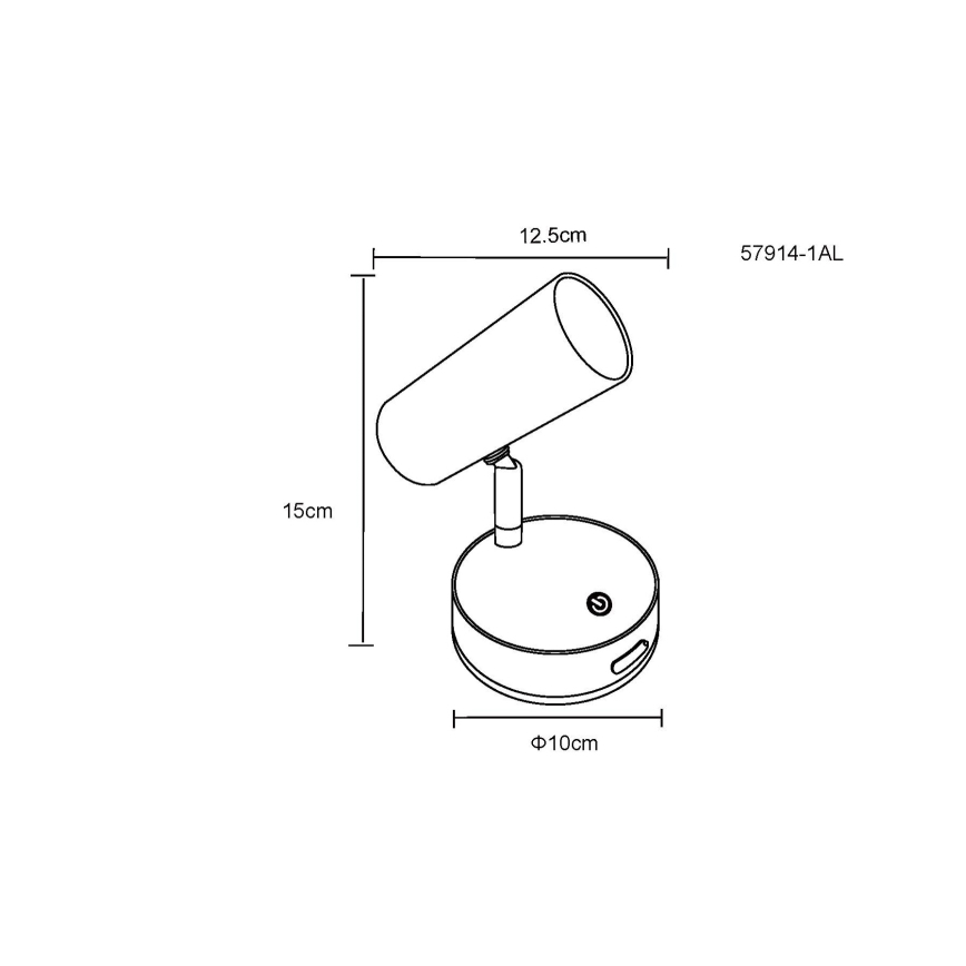 Globo - Dimbare oplaadbare wandspot LED/0,4W/3,7V 1800 mAh zwart