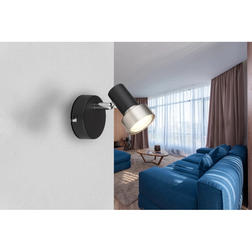 Globo - Wandspot 1xGU10/25W/230V zwart/zilver