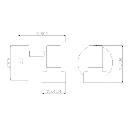 Globo - Wandspot 1xGU10/25W/230V zwart/zilver