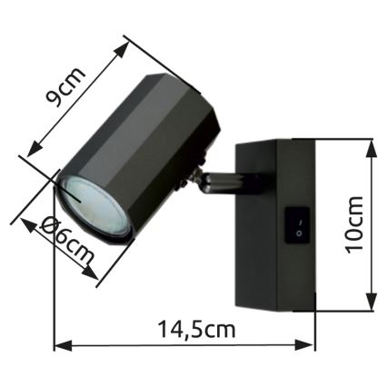 Globo - Wandspot 1xGU10/25W/230V zwart