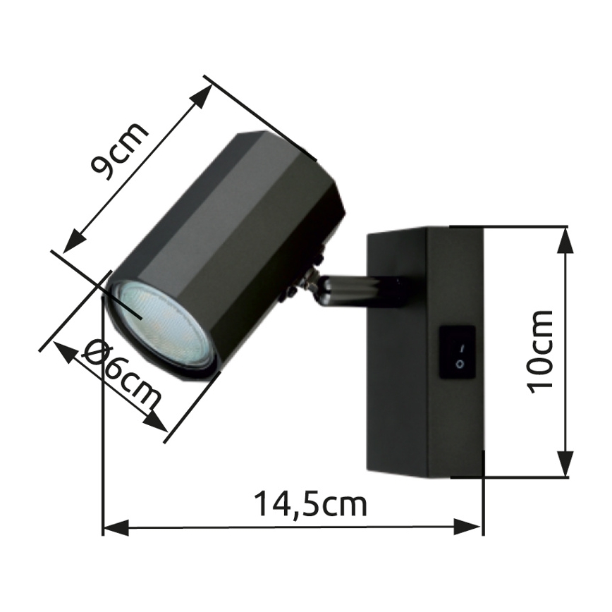 Globo - Wandspot 1xGU10/25W/230V zwart