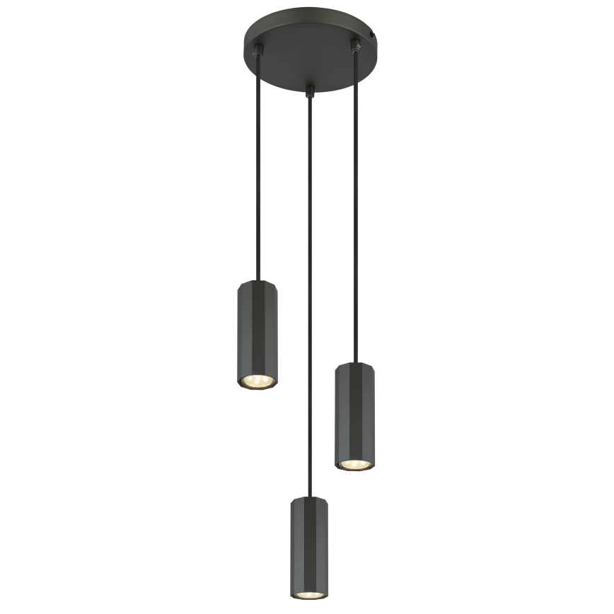 Globo - Suspension filaire 3xGU10/25W/230V noir