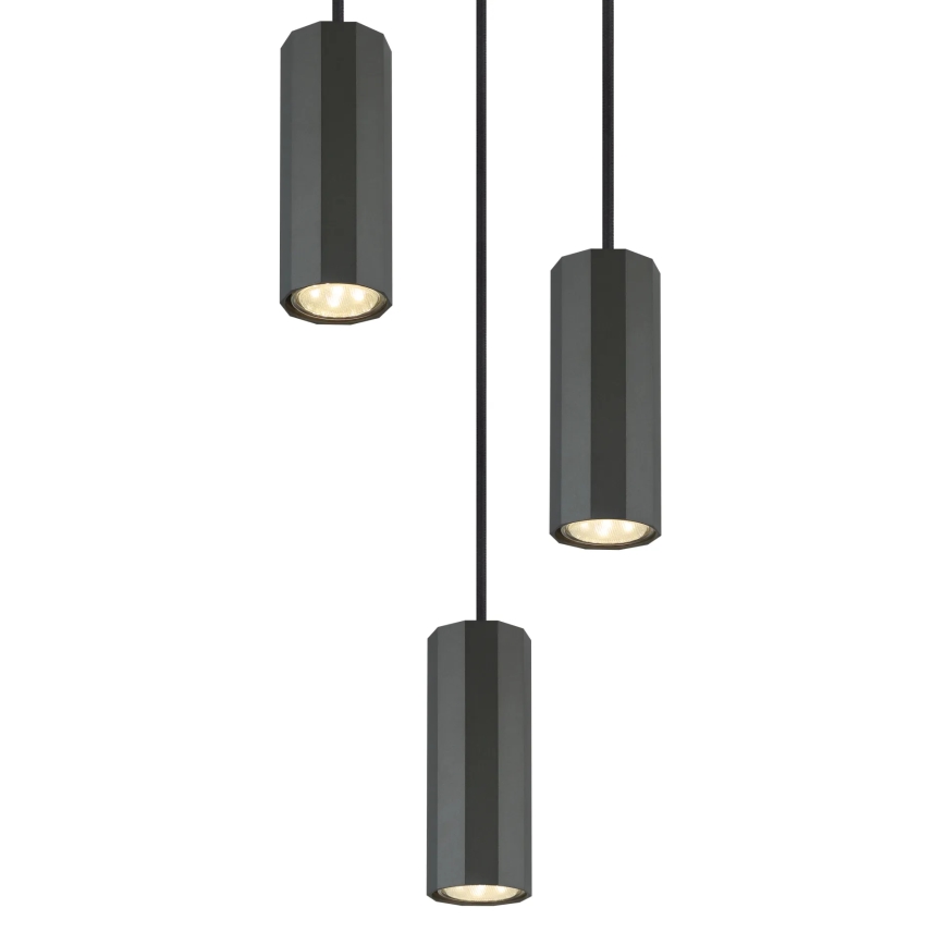 Globo - Suspension filaire 3xGU10/25W/230V noir