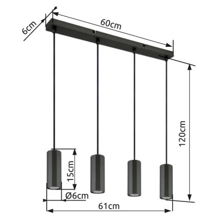 Globo - Hanglamp aan een koord 4xGU10/25W/230V zwart