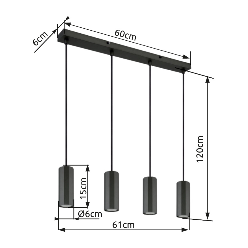 Globo - Hanglamp aan een koord 4xGU10/25W/230V zwart