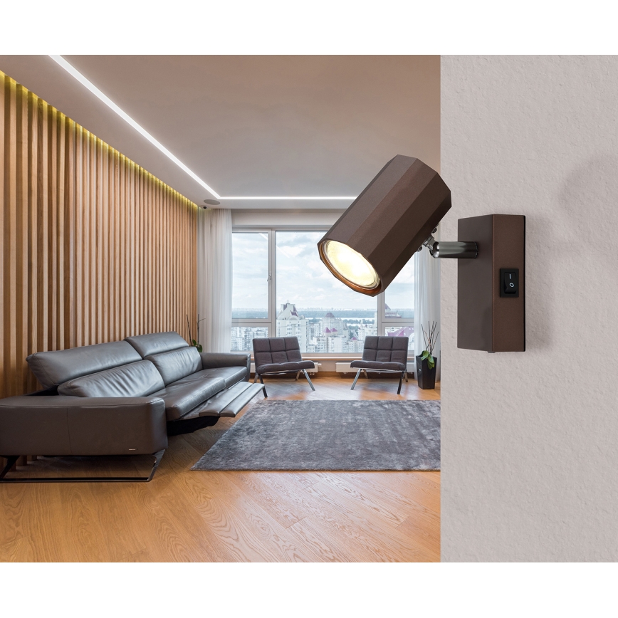 Globo - Spot mural 1xGU10/25W/230V marron