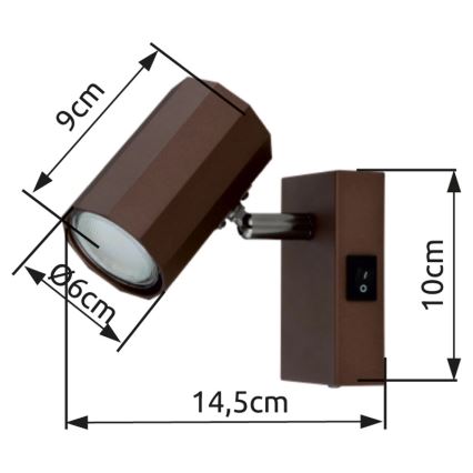 Globo - Spot mural 1xGU10/25W/230V marron