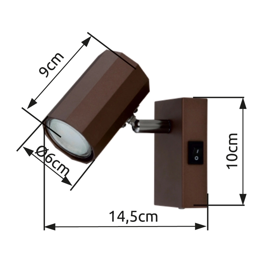 Globo - Spot mural 1xGU10/25W/230V marron