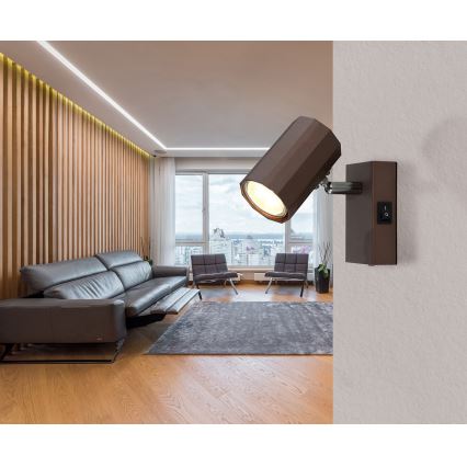 Globo - Wandspot 1xGU10/25W/230V bruin