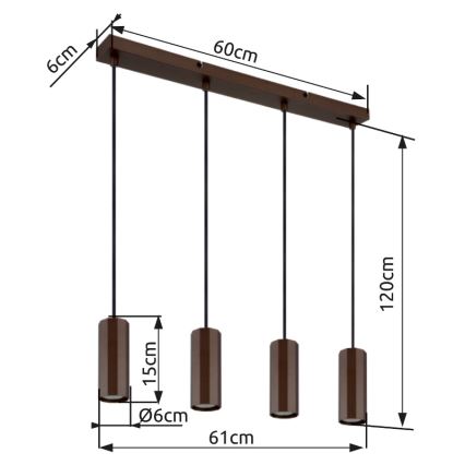 Globo - Hanglamp aan een koord 4xGU10/25W/230V bruin
